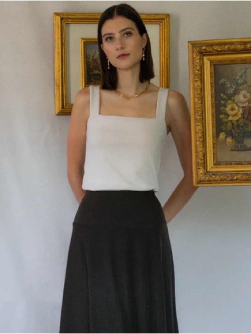Jean Jones Square White Tank XS